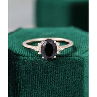 1.25 CT Oval Cut Black Moissanite Cluster Ring Rose Gold Unique Wedding Engagement Ring - JBR Jeweler