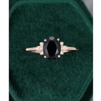 1.25 CT Oval Cut Black Moissanite Cluster Ring Rose Gold Unique Wedding Engagement Ring - JBR Jeweler