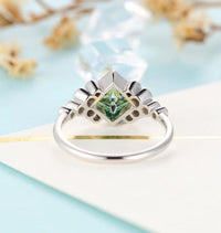 1.25CT Green Princess Cut Moissanite Engagement Ring - JBR Jeweler