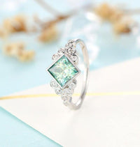 1.25CT Green Princess Cut Moissanite Engagement Ring - JBR Jeweler