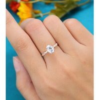 1.25CT Oval Cut Rose Gold Cluster Marquise Moissanite Engagement Wedding Ring - JBR Jeweler