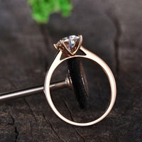 1.25CT Oval Cut Rose Gold Solitaire Plain Band Moissanite Engagement Ring - JBR Jeweler