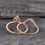 1.25CT Pear Cut Green Halo Diamond Moissanite Engagement Ring Bridal Set - JBR Jeweler