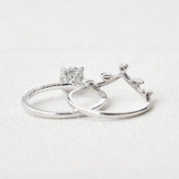 1.25CT Round Cut Lab Grown Diamond Crown Bridal Ring Set with Band (2PCS) - JBR Jeweler