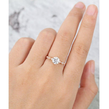 1.30CT Round Cut Art Deco Vintage Curved Moissanite Engagement Ring Set - JBR Jeweler