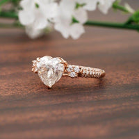 1.40TCW Heart Cut Three Stone Cluster Moissanite Engagement Ring - JBR Jeweler