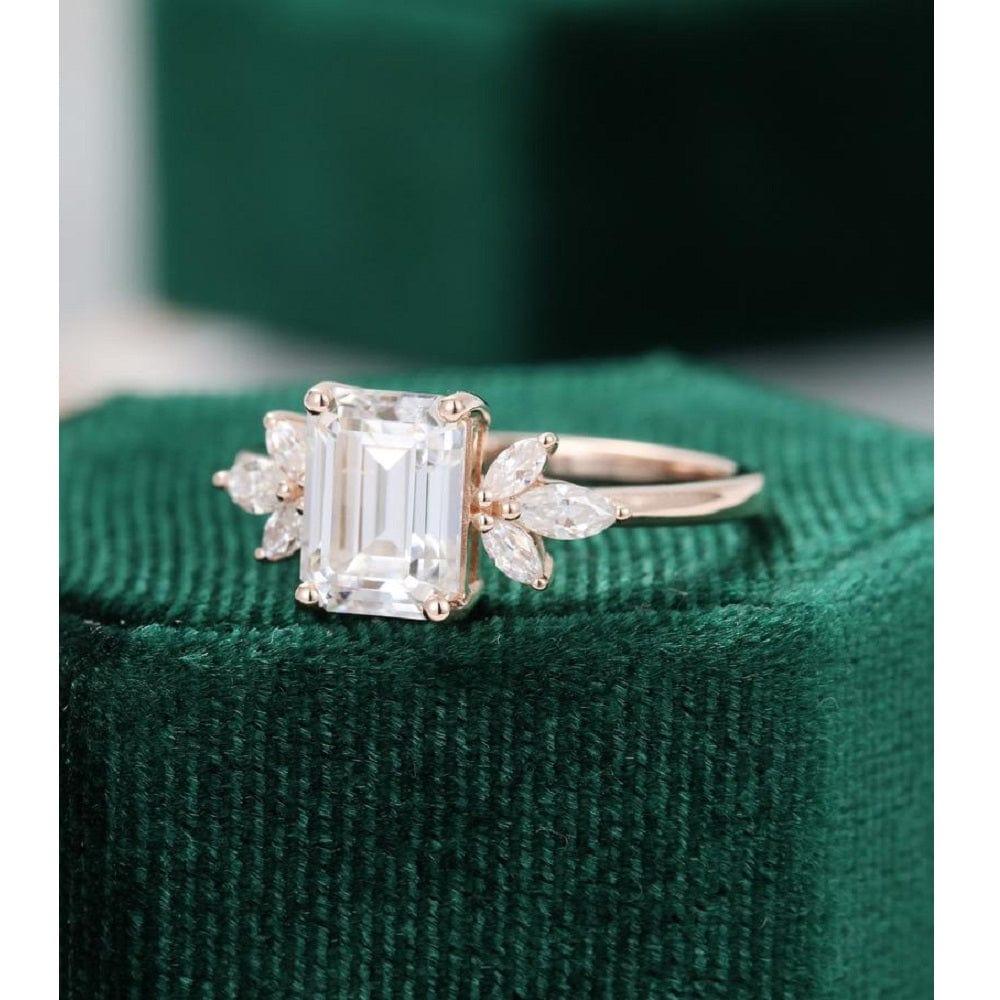 Emerald cut diamond sales rose gold