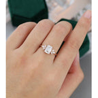 1.5 CT Emerald Cut Unique Rose Gold Marquise Accent Moissanite Engagement Ring - JBR Jeweler