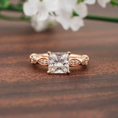 1.50 CT Princess Diamond Vintage Style Moissanite Engagement Ring - JBR Jeweler