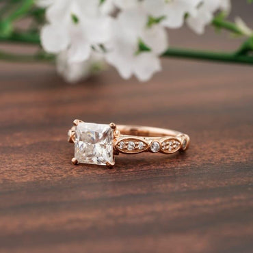 1.50 CT Princess Diamond Vintage Style Moissanite Engagement Ring - JBR Jeweler
