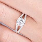 1.50 CT Round Cut Split Shank Gold Minimalist Moissanite Engagement Ring - JBR Jeweler