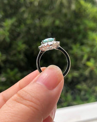 1.50CT Elongated Cushion Cut Baguette Halo Green Moissanite Engagement Ring - JBR Jeweler