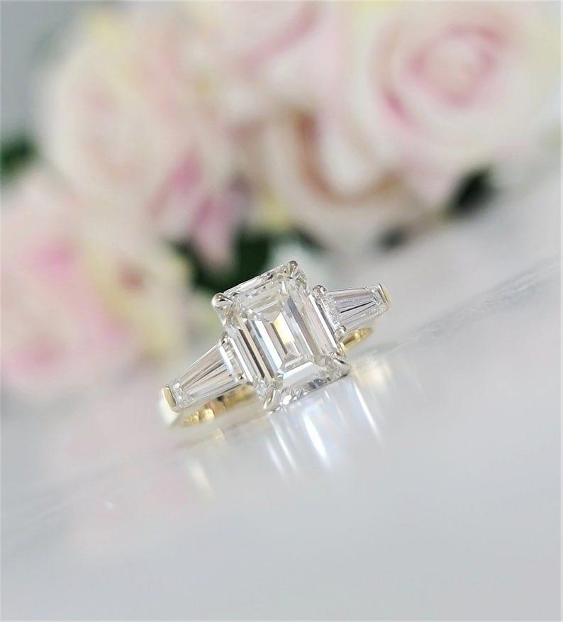 1.50Ct Emerald Cut Lab Grown-CVD Diamond Engagement Ring - JBR Jeweler