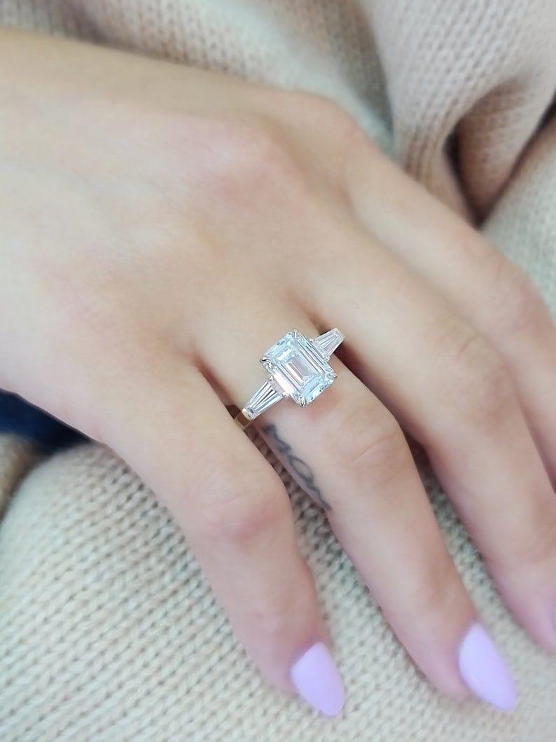 1.50Ct Emerald Cut Lab Grown-CVD Diamond Engagement Ring - JBR Jeweler