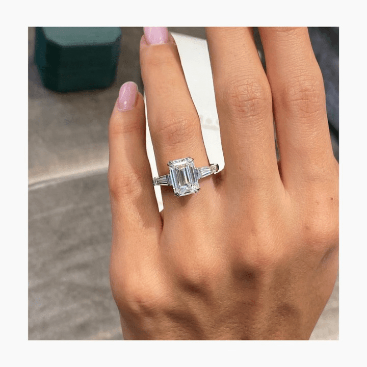 Emerald cut with tapered baguettes clearance