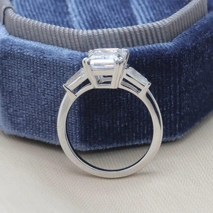 1.50Ct Emerald Cut Lab Grown Tapered Baguette Side Stone Engagement Ring - JBR Jeweler