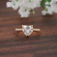 1.50CT Heart Diamond Cluster Solitaire Moissanite Engagement Ring - JBR Jeweler