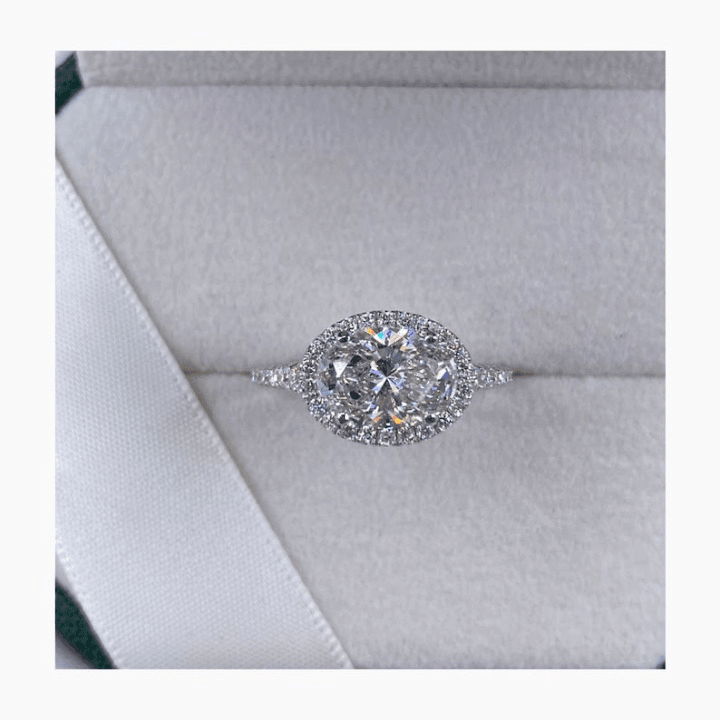 1.50Ct Oval Cut Diamond Lab Grown-CVD Vertical Halo Engagement Ring - JBR Jeweler