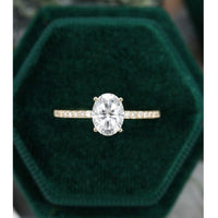 1.50CT Oval Cut Half Eternity Solitaire Diamond Wedding Moissanite Engagement Ring - JBR Jeweler