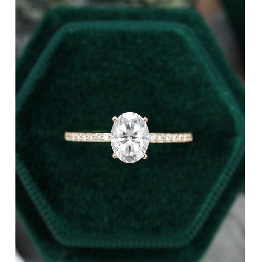 1.50CT Oval Cut Half Eternity Solitaire Diamond Wedding Moissanite Engagement Ring - JBR Jeweler