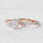 1.50CT Oval Cut Lab-Grown Diamond Twist Halo Bridal Set Ring (2Pcs) - JBR Jeweler