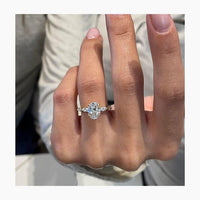 1.50Ct Oval Cut Lab Grown Solitaire Side Marquise Stone Engagement Ring - JBR Jeweler