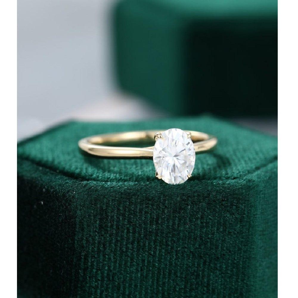 1.50CT Oval Cut Solitaire Bridal Anniversary Yellow Gold Moissanite Engagement Ring - JBR Jeweler