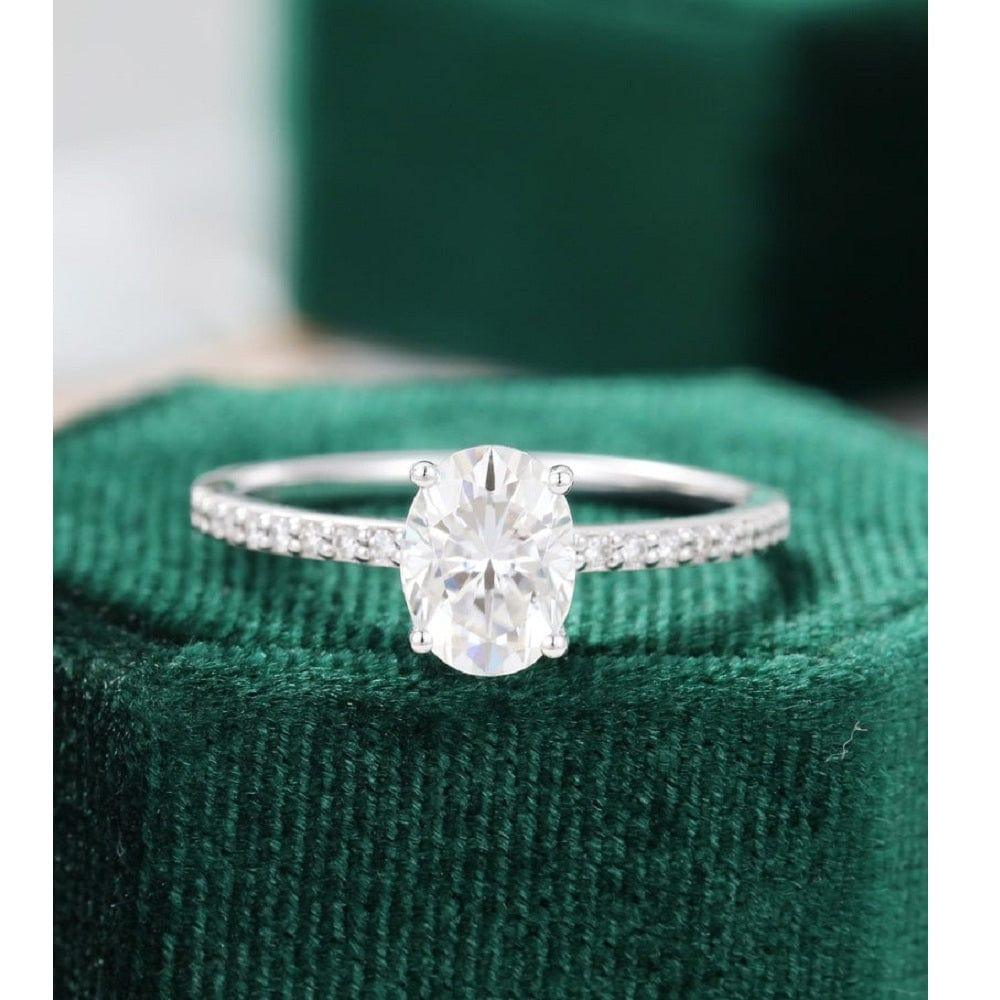 1.50CT Oval Cut Half Eternity Solitaire Diamond Wedding Moissanite Engagement Ring - JBR Jeweler