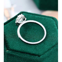 1.50CT Pear Cut White Gold Halo Set Half Eternity Moissanite engagement ring - JBR Jeweler