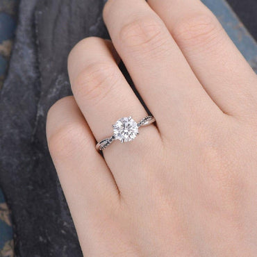 1.50CT Round Cut Infinity BlackWhite Gold Moissanite Diamond Engagement Ring - JBR Jeweler