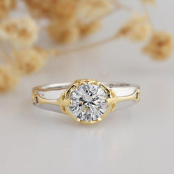 1.50CT Round Cut Moissanite Celtic Style 14K Solid Gold Wedding Solitaire Ring For Women - JBR Jeweler