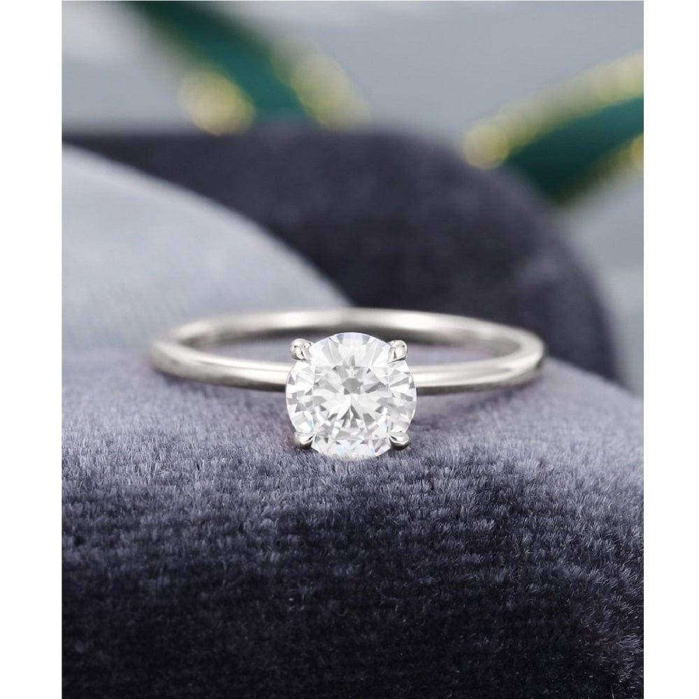 1.50CT Round Cut White Gold Solitaire Delicate Promise Moissanite Engagement Ring - JBR Jeweler