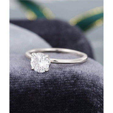 1.50CT Round Cut White Gold Solitaire Delicate Promise Moissanite Engagement Ring - JBR Jeweler