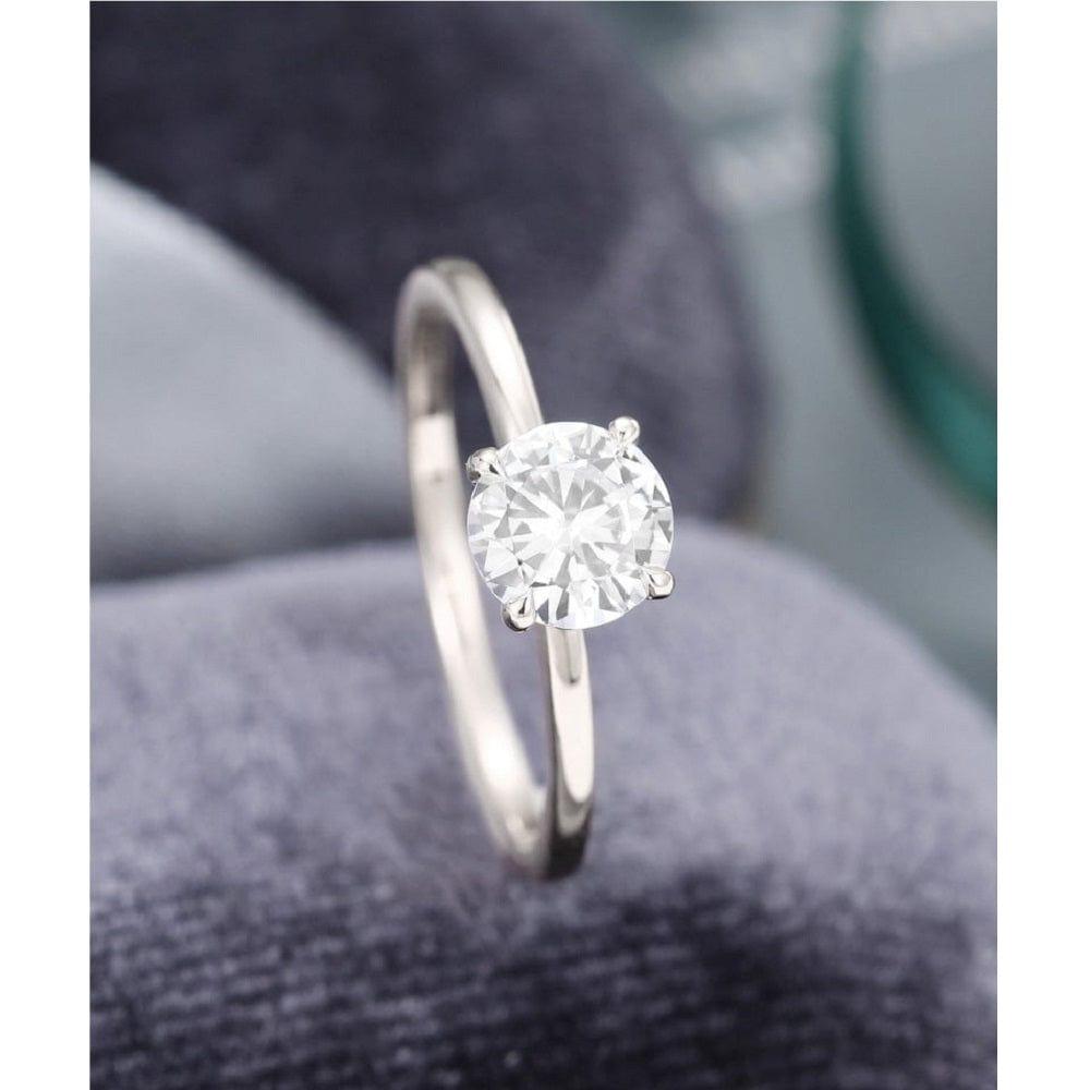 1.50CT Round Cut White Gold Solitaire Delicate Promise Moissanite Engagement Ring - JBR Jeweler