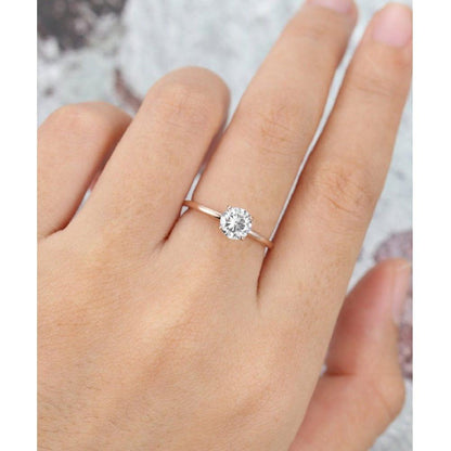 1.50CT Round Cut White Gold Solitaire Delicate Promise Moissanite Engagement Ring - JBR Jeweler