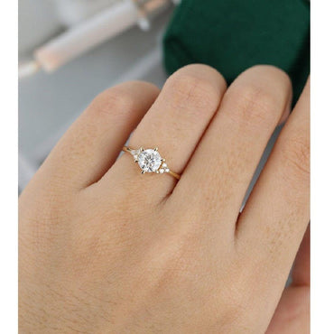 1.50Ct Round Cut Yellow Gold Bridal Solitaire Moissanite Engagement Wedding Ring - JBR Jeweler