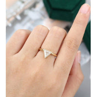 1.50CT Unique Triangle Yellow Gold Bridal Promise Moissanite Engagement Anniversary Ring - JBR Jeweler