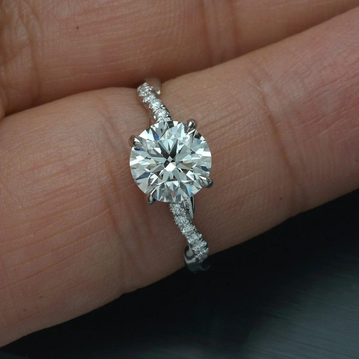1.5CT Classic Round Cut Solitaire Moissanite Twist Shank Engagement Ring - JBR Jeweler