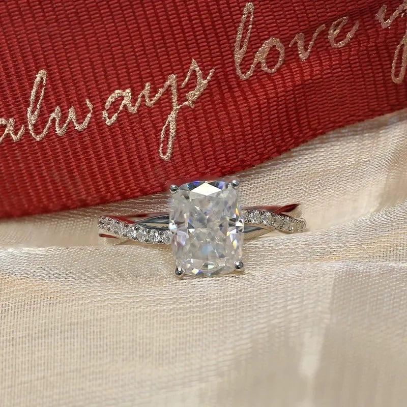 1.5Ct Cushion Cut Lab Grown Diamond Twist Shank Engagement Ring - JBR Jeweler