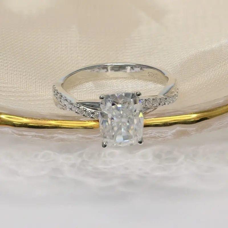 1.5Ct Cushion Cut Lab Grown Diamond Twist Shank Engagement Ring - JBR Jeweler