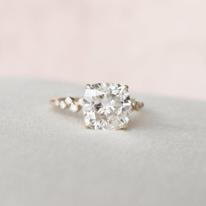 1.5CT Cushion Lab-Grown Solitaire Diamond Delicate Halo Engagement Ring - JBR Jeweler