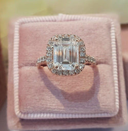 1.5CT Emerald Cut Halo Certified Lab-Grown Diamond Engagement Ring - JBR Jeweler