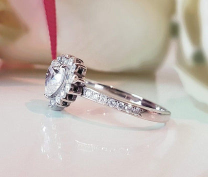 1.5CT Heart Cut Certified Lab-Grown Diamond Halo Engagement Ring - JBR Jeweler