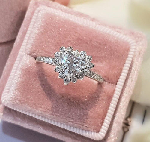 1.5CT Heart Cut Certified Lab-Grown Diamond Halo Engagement Ring - JBR Jeweler