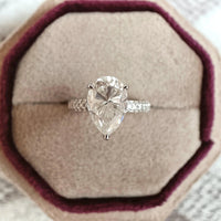 1.5CT Pear Cut Double Under Halo Lab-Grown Diamond Engagement Ring - JBR Jeweler