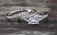 1.5Ct Princess Moissanite Diamond Engagement Bridal Set - JBR Jeweler