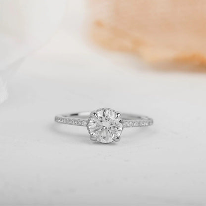 1.5CT Round Cut Lab-Grown Diamond Edge Prong Engagement Ring - JBR Jeweler