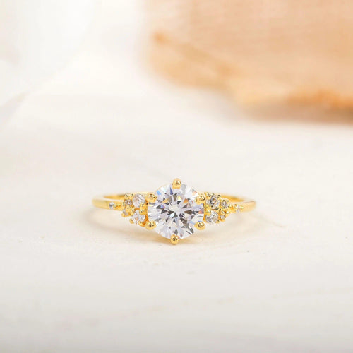 1.5CT Round Cut Lab-Grown Diamond Side Stone Engagement Ring - JBR Jeweler