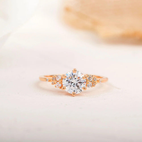 1.5CT Round Cut Lab-Grown Diamond Side Stone Engagement Ring - JBR Jeweler