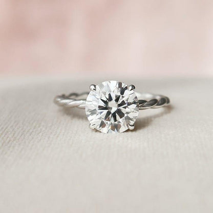 1.5CT Round Cut Lab Grown Diamond Solitaire Rope Engagement Ring - JBR Jeweler